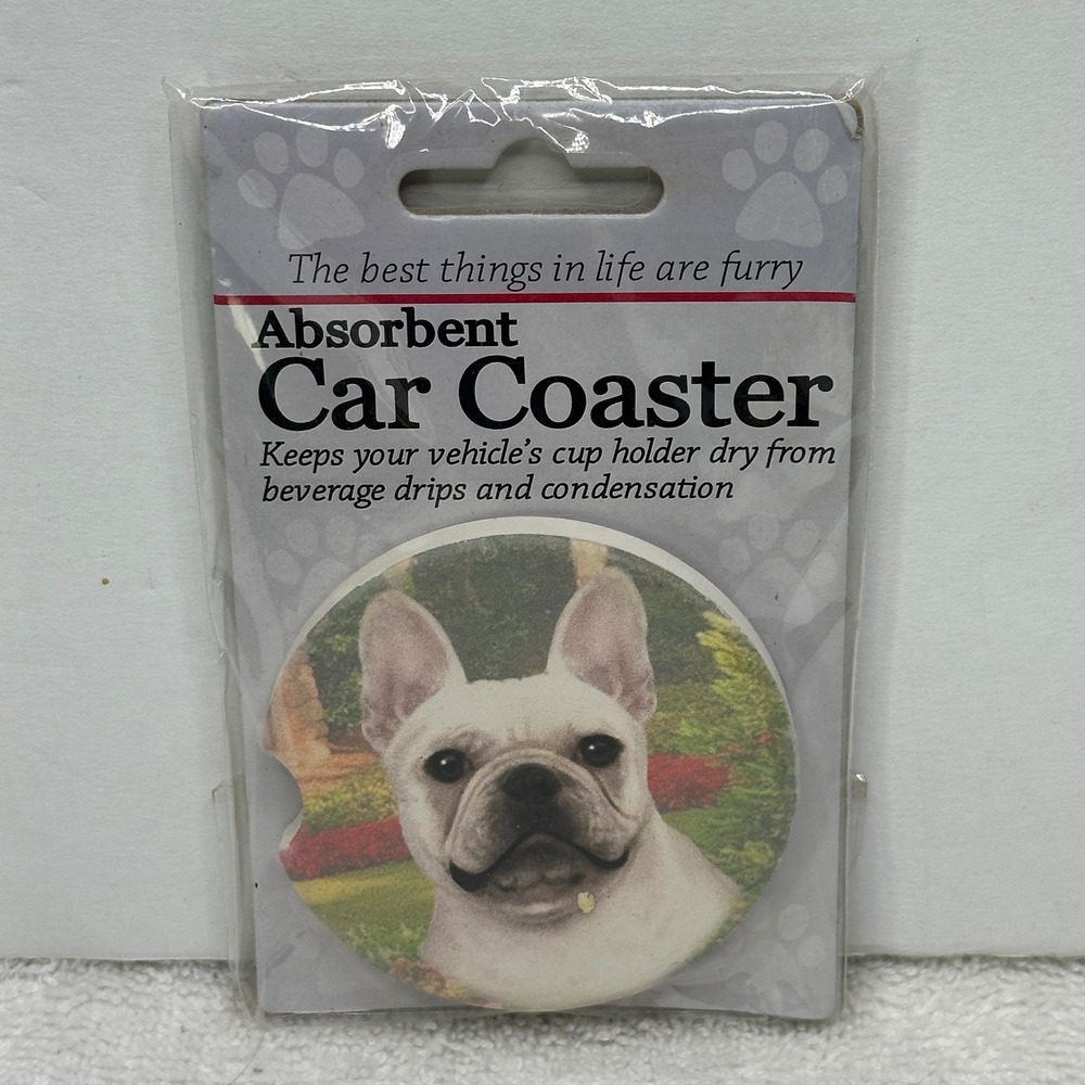 E&S Imports French Bulldog Absorbent Car Coaster Dog Lover Auto Accessory 231-64